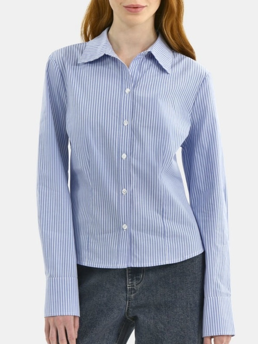 NWT No Boundaries Classic Blue and White Striped Shirt - Size XXS